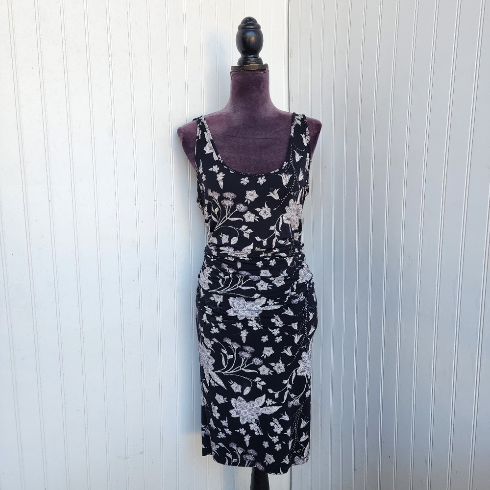 Old Navy Maternity Women Sleeveless Pullover Dress Black Floral Stretch Fitted S